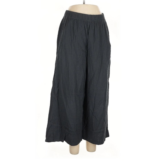 Pact Coastal Organic Cotton Double Gauze Wide Leg Cropped Culotte Pant Black L - Picture 2 of 11